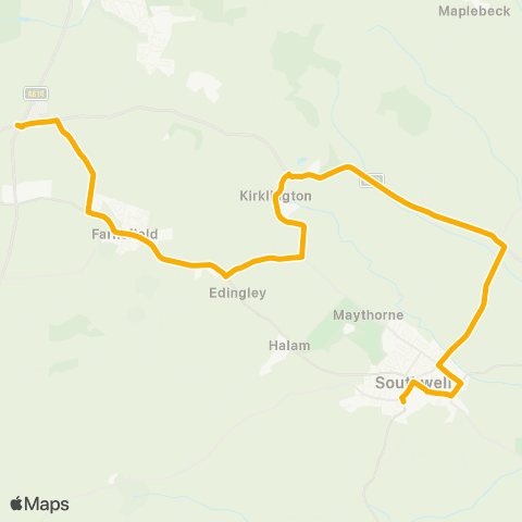 Stagecoach East Midlands Lockwell Hill Farm - Minster Sch Bus Pk map