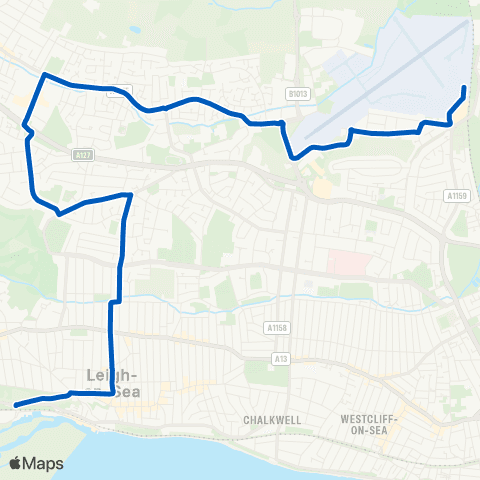 Stephensons of Essex Leigh-On-Sea Railway Sta - London Southend Airport map