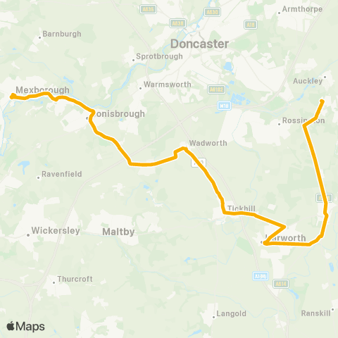 Stagecoach East Midlands Hurst Ln / Hayfield Ln - Hartley St / Wath Rd map