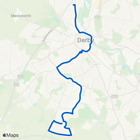 Notts and Derby Harrier Way - St Benedicts Bus Park map