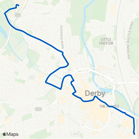 Notts and Derby Railway Station - University Bus Park map