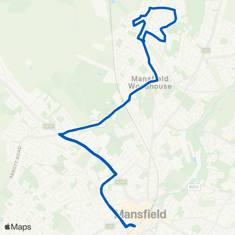 Nottinghamshire CCFS Mansfield Bus Sta - Mansfield Bus Sta map