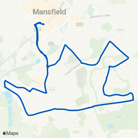 Nottinghamshire CCFS Mansfield Bus Sta - Mansfield Bus Sta map