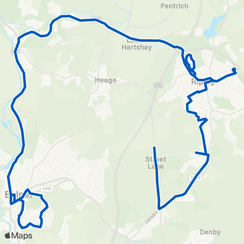 Notts and Derby Marehay Hall - King Street map