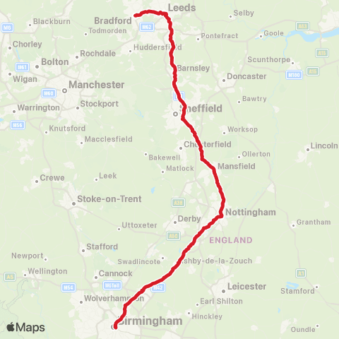 National Express Hull Interchange - Birmingham Coach Sta map
