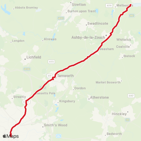 National Express Birmingham Coach Sta - Donington Park map