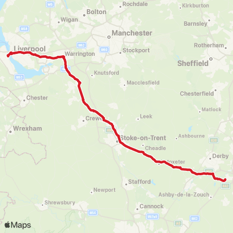 National Express Donington Park - Hamilton Square Station map