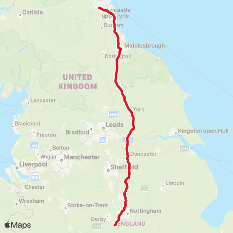 National Express Donington Park - Newcastle Coach Station map