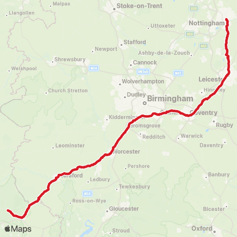 National Express Green Man Festival Glanusk Pk Estate Crickho - Broad Marsh Bus Sta map