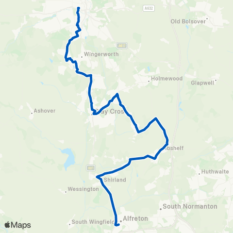 Notts and Derby Alfreton Bus Sta - New Beetwell Street map
