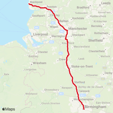 National Express Manchester Central Coach Sta - Birmingham Coach Sta map