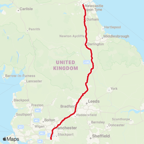 National Express Manchester Airport The Sta - Newcastle Coach Sta map