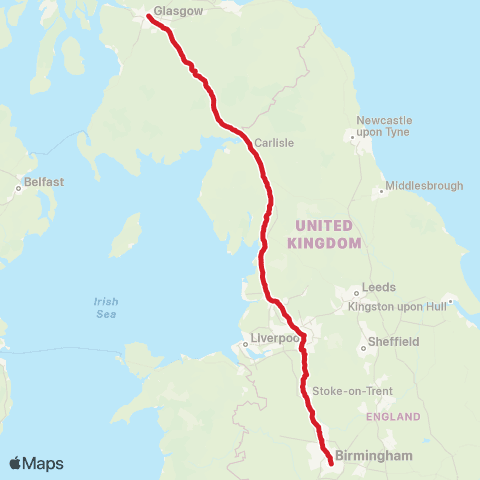 National Express Manchester Central Coach Sta - Birmingham Coach Sta map