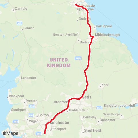 National Express Manchester Airport The Sta - Newcastle Coach Sta map