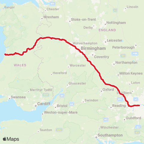 National Express Welshpool Bus Sta Stand A - Aberystwyth Univ map