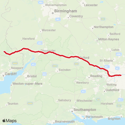 National Express Green Man Festival Glanusk Pk Estate Crickho - London Victoria Coach Sta Arrivals map