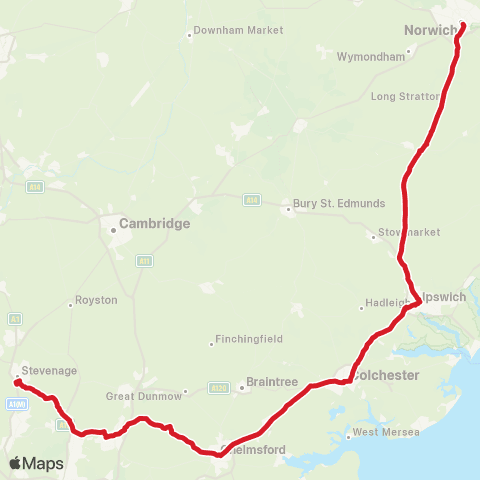 National Express Ber Street - Knebworth Park Estate map