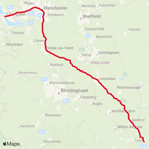 National Express Liverpool One Bus Sta - Knebworth Pk Estate map
