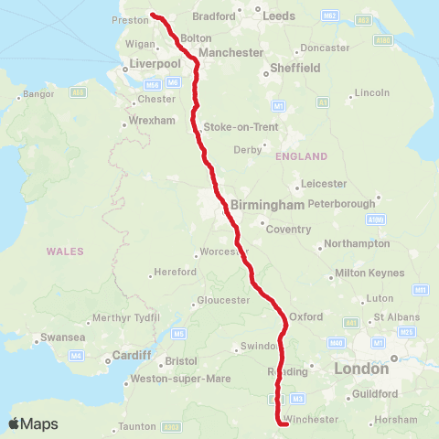 National Express Boomtown Fair Matterley Estate - Manchester Central Coach Sta map