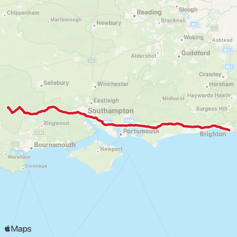 National Express Old Steine - Larmer Tree Park View Point map