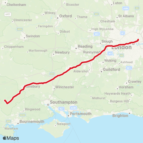 National Express Stratford City Bus Sta - Larmer Tree Pk View Point map