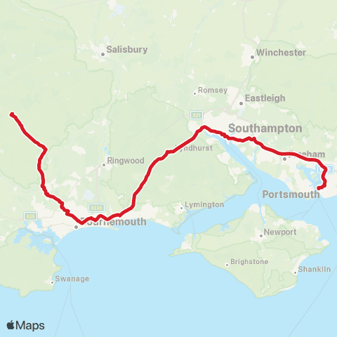 National Express The Hard Interchange - Larmer Tree Pk View Point map