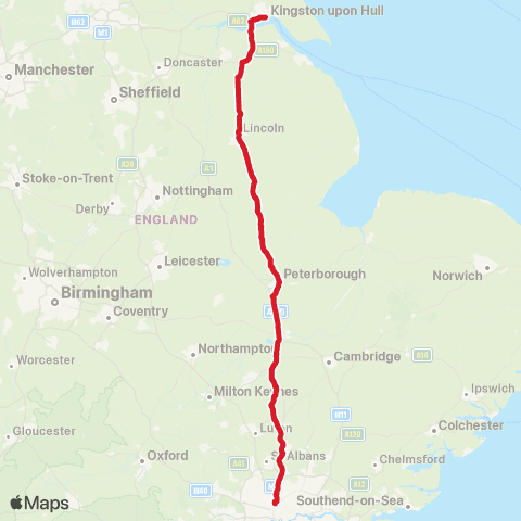 National Express Hull Interchange - Wembley Stadium Green Coach Parking First Way map