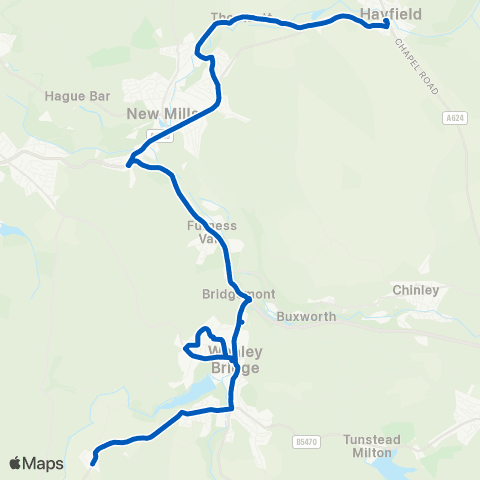 High Peak Bus Station - The Robin Hood map