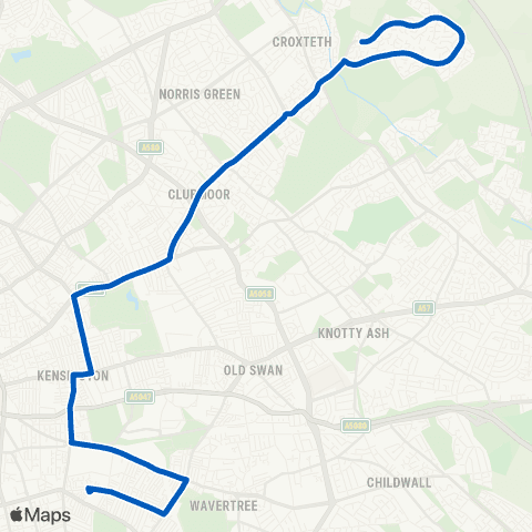 Maghull Coaches Grayling Dr - Archbishop Blanche School map