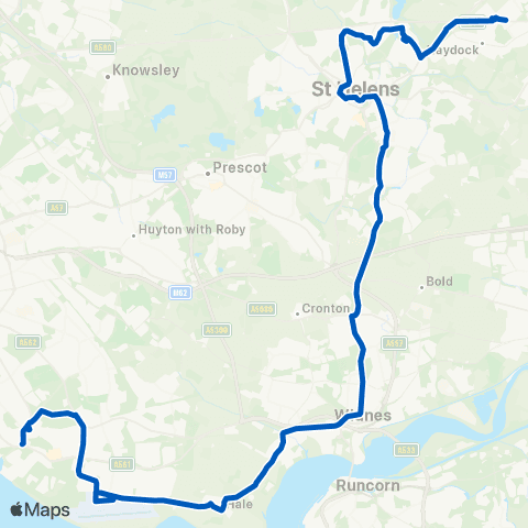 Hattons Travel St Helens Central Sta - Liverpool S Pkwy map