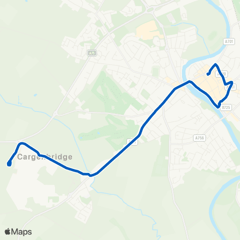 Houston's Minicoaches Dumfries and Galloway Royal Infirmary - Burns Statue map