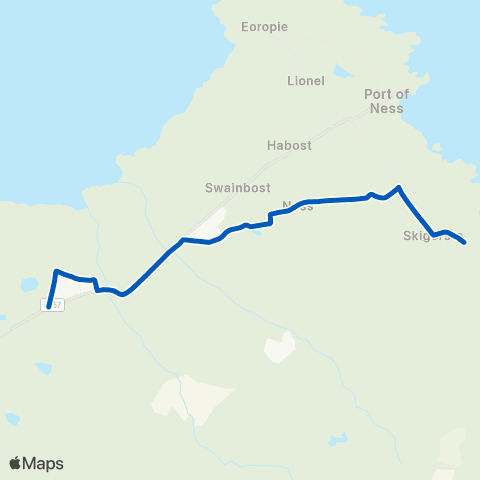 Hebridean MiniBus Service Township - Road End map