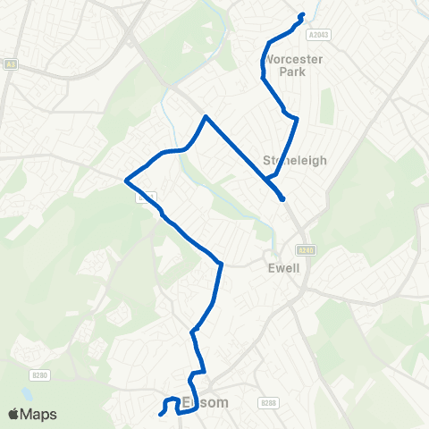 Edward Thomas Worcester Park - Rosebank map