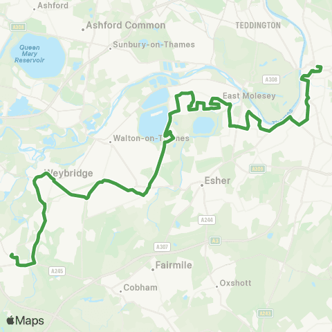 Falcon Buses Esher High School - Cromwell Rd Bus Sta map