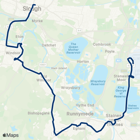 First Berkshire & The Thames Valley Wellington St Stop G - Heathrow Term 5 map