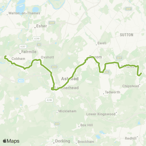 Falcon Buses Sainsbury's - Epsom Railway Station map