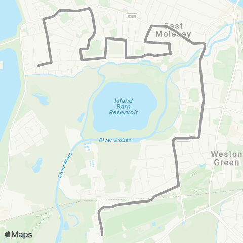 Falcon Buses Fleetside - Esher High School map