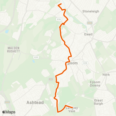 Falcon Buses Hogsmill Way - Harding Road map