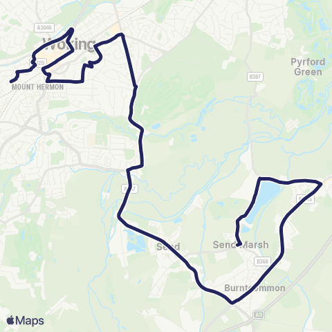 Falcon Buses Boughton Hall Av - Woking Railway Sta map