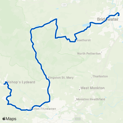 Hatch Green Coaches Bridgwater College - Lethbridge Arms map