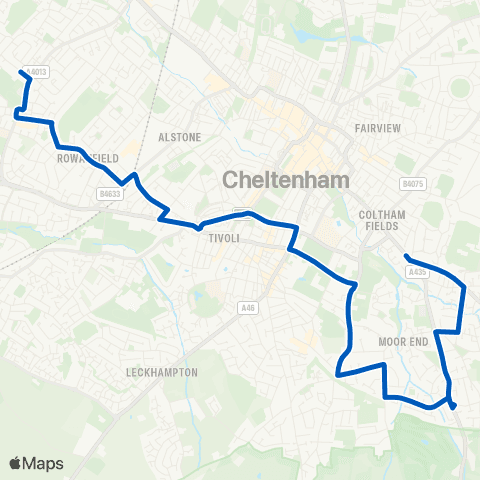 Marchants Coaches Beaufort Arms - Pates Grammar School map