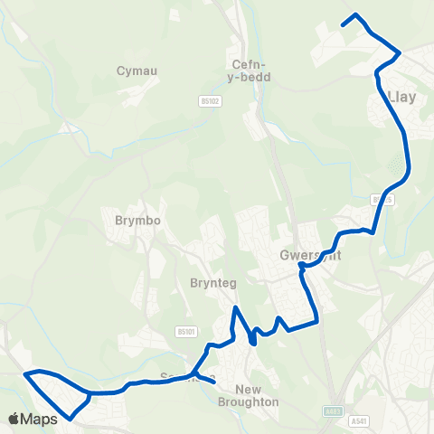 Pat's Coaches Southsea Post Office - Llay Industrial Estate map