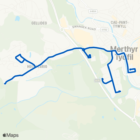Peter's Minibus Hire Corner Houses - Merthyr Bus Sta Stand 11 map
