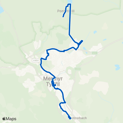 Peter's Minibus Hire Merthyr Bus Sta Stand 12 - Penrhadw Farm map