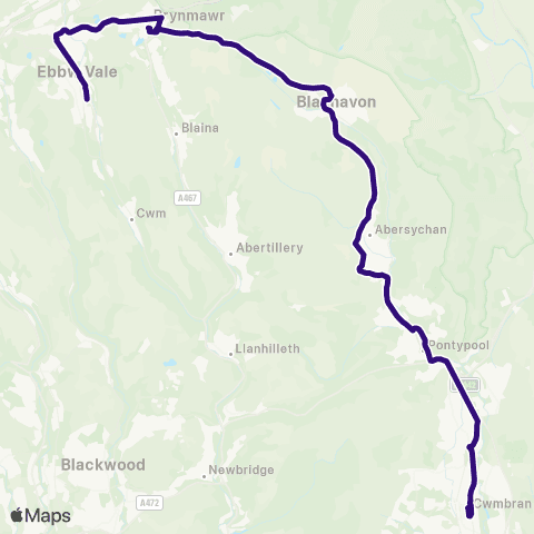 Phil Anslow Travel Cwmbran Bus Sta Stand A1 - Ebbw Vale Learning Zone Stand 4 map
