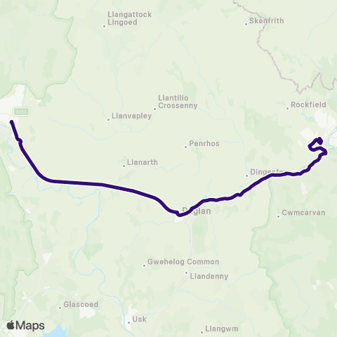 Phil Anslow Travel Abergavenny Bus Sta Stand 3 - Monmouth Bus Sta Stand 2 map