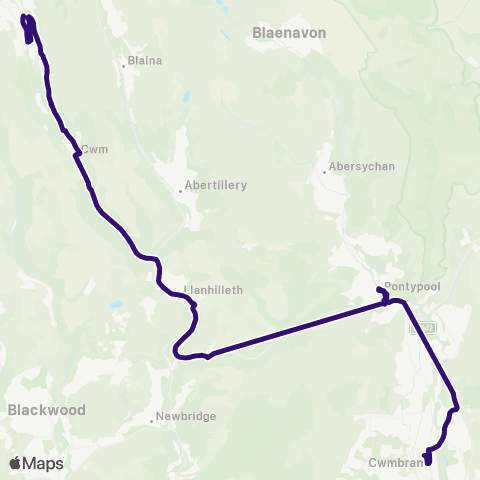 Phil Anslow Travel Ebbw Vale Bus Sta Stand 2 - Cwmbran Bus Sta Stand G map