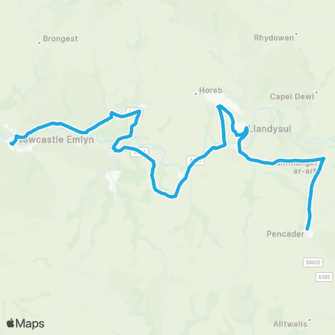 Richards Bros Pencader War Memorial - Llwyndafydd Inn map