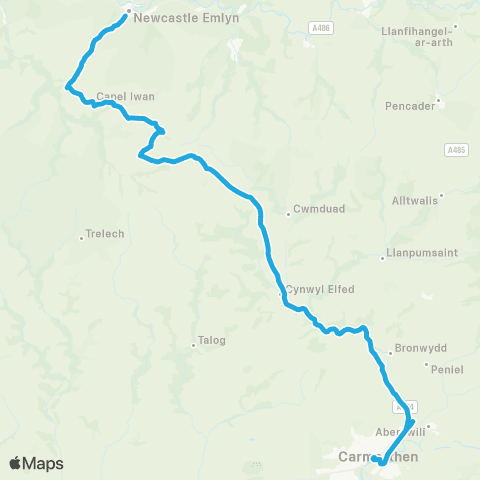 Richards Bros Ysgol Emlyn - Carmarthen Bus Sta Stand 6 map