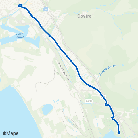 Ridgways Coaches Port Talbot Bus Sta Stand 6 - Margam Crematorium map